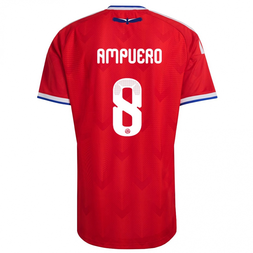 ילדים כדורגל צ'ילה Benjamín Ampuero #8 אדום לבן כחול ג'רזי ביתית 26-28
