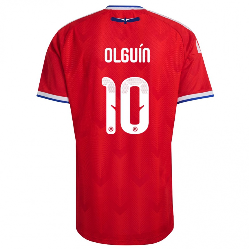 ילדים כדורגל צ'ילה Agustín Olguín #10 אדום לבן כחול ג'רזי ביתית 26-28