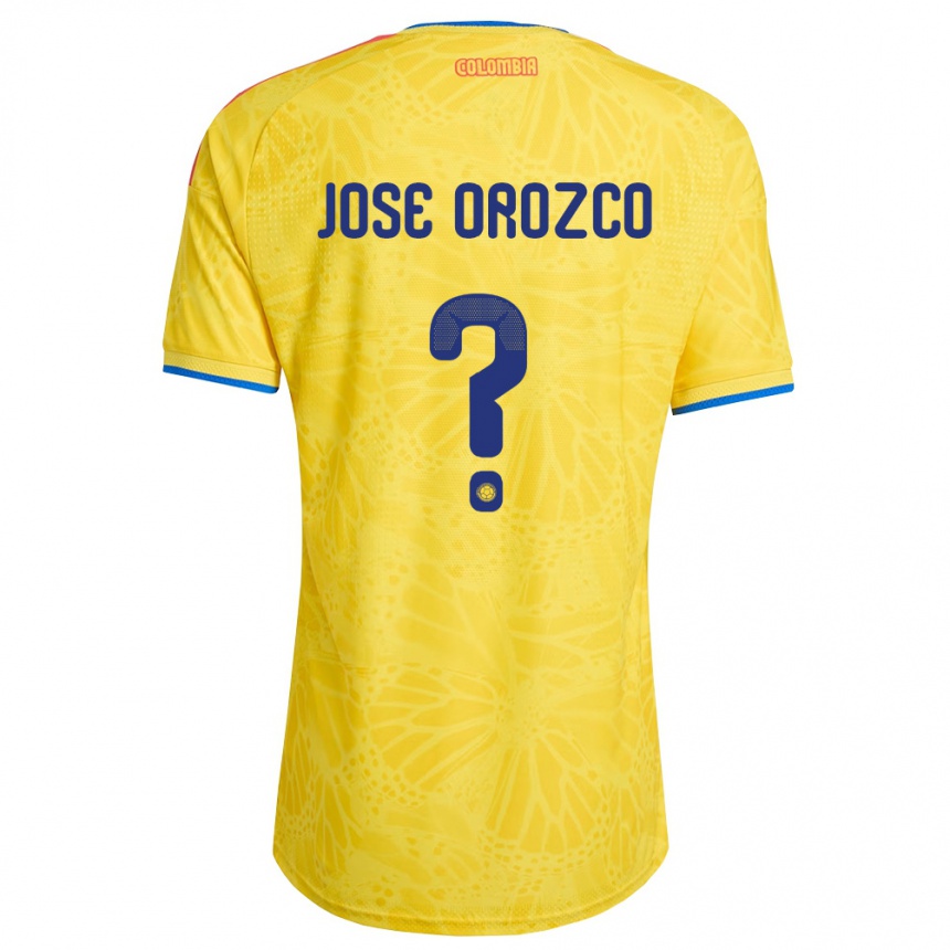 ילדים כדורגל קולומביה Juan José Orozco #0 צהוב כחול אדום ג'רזי ביתית 26-28