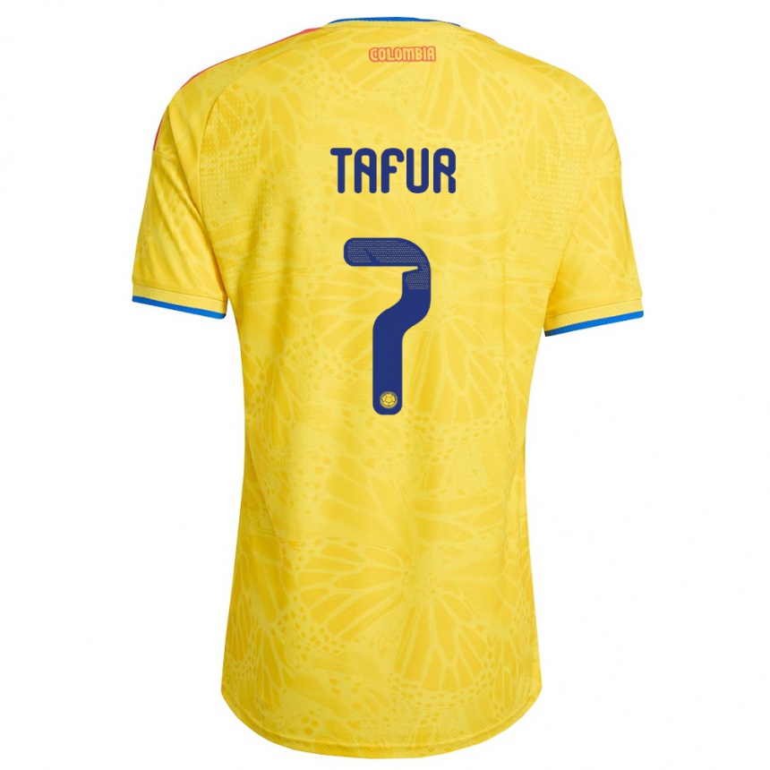 ילדים כדורגל קולומביה Luis Tafur #7 צהוב כחול אדום ג'רזי ביתית 26-28
