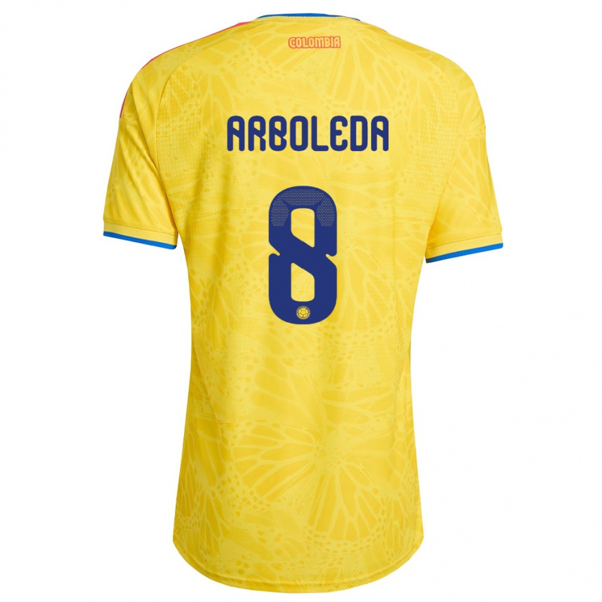 ילדים כדורגל קולומביה Jordan Arboleda #8 צהוב כחול אדום ג'רזי ביתית 26-28