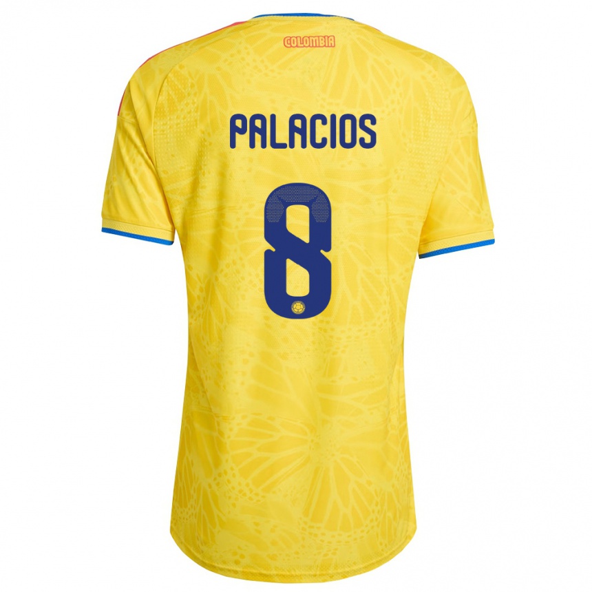 ילדים כדורגל קולומביה Brahian Palacios #8 צהוב כחול אדום ג'רזי ביתית 26-28