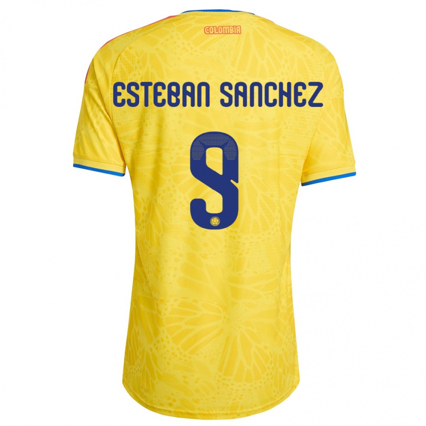 ילדים כדורגל קולומביה Juan Esteban Sánchez #9 צהוב כחול אדום ג'רזי ביתית 26-28