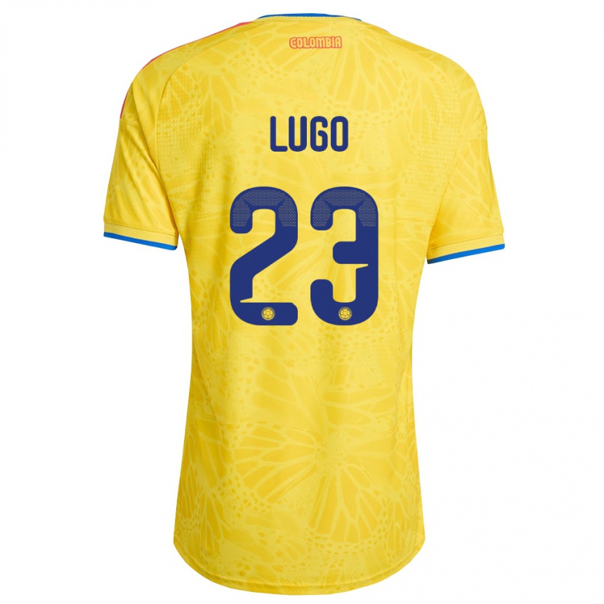 ילדים כדורגל קולומביה Michelle Lugo #23 צהוב כחול אדום ג'רזי ביתית 26-28