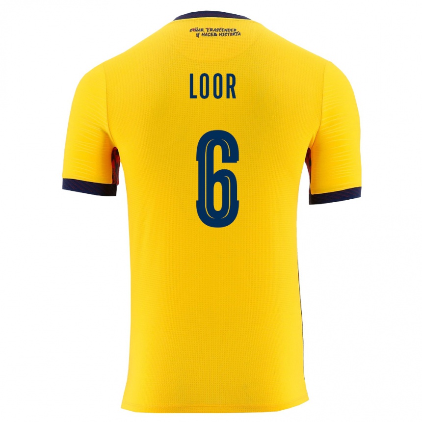 ילדים כדורגל אקוודור Layan Loor #6 צהוב כהה ג'רזי ביתית 26-28