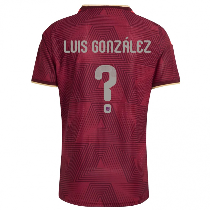 ילדים כדורגל ונצואלה Luis González #0 בורדו זהב צהוב ג'רזי ביתית 26-28