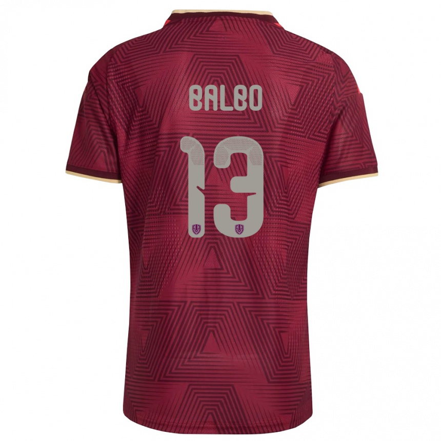 ילדים כדורגל ונצואלה Luis Balbo #13 בורדו זהב צהוב ג'רזי ביתית 26-28