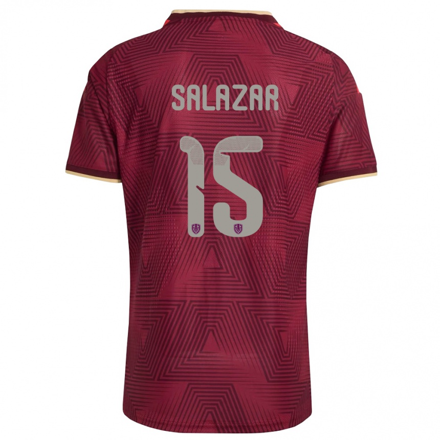ילדים כדורגל ונצואלה Aiderson Salazar #15 בורדו זהב צהוב ג'רזי ביתית 26-28