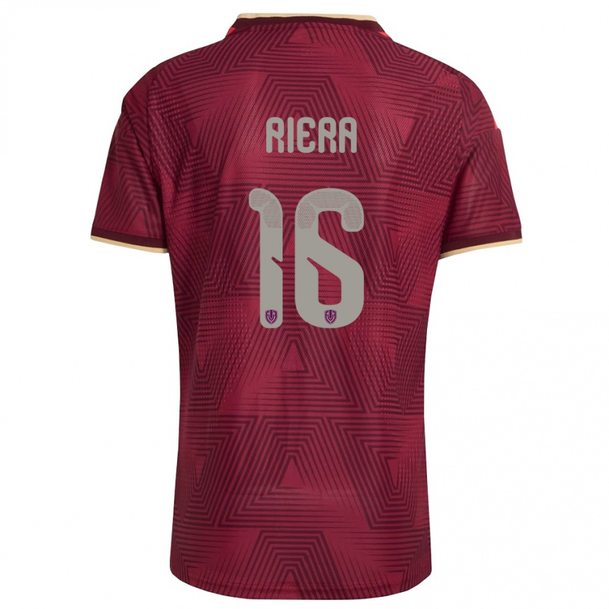 ילדים כדורגל ונצואלה Marco Riera #16 בורדו זהב צהוב ג'רזי ביתית 26-28