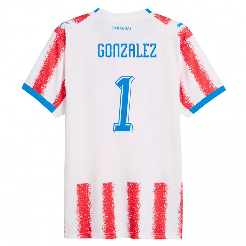 ילדים כדורגל פרגוואי Ángel González #1 לבן אדום כחול ג'רזי ביתית 26-28