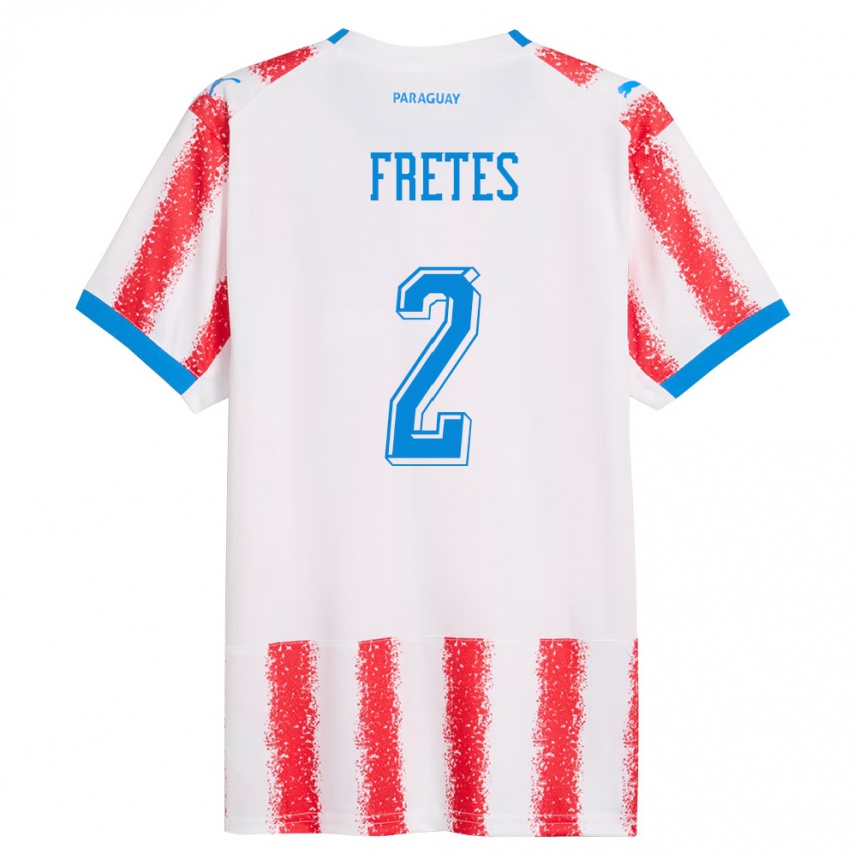 ילדים כדורגל פרגוואי Limpia Fretes #2 לבן אדום כחול ג'רזי ביתית 26-28