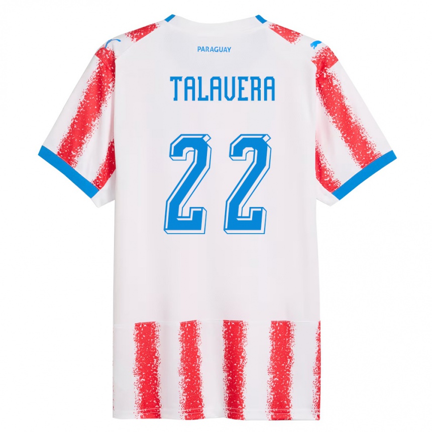 ילדים כדורגל פרגוואי Javier Talavera #22 לבן אדום כחול ג'רזי ביתית 26-28