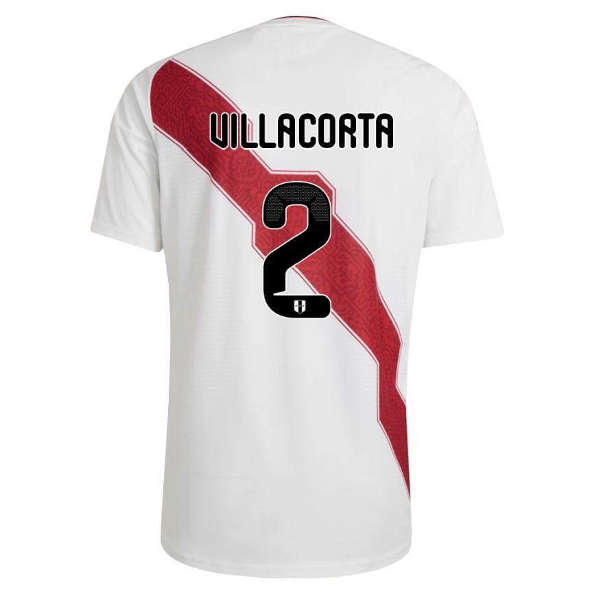 ילדים כדורגל פרו Anderson Villacorta #2 לבן אדום שחור ג'רזי ביתית 26-28