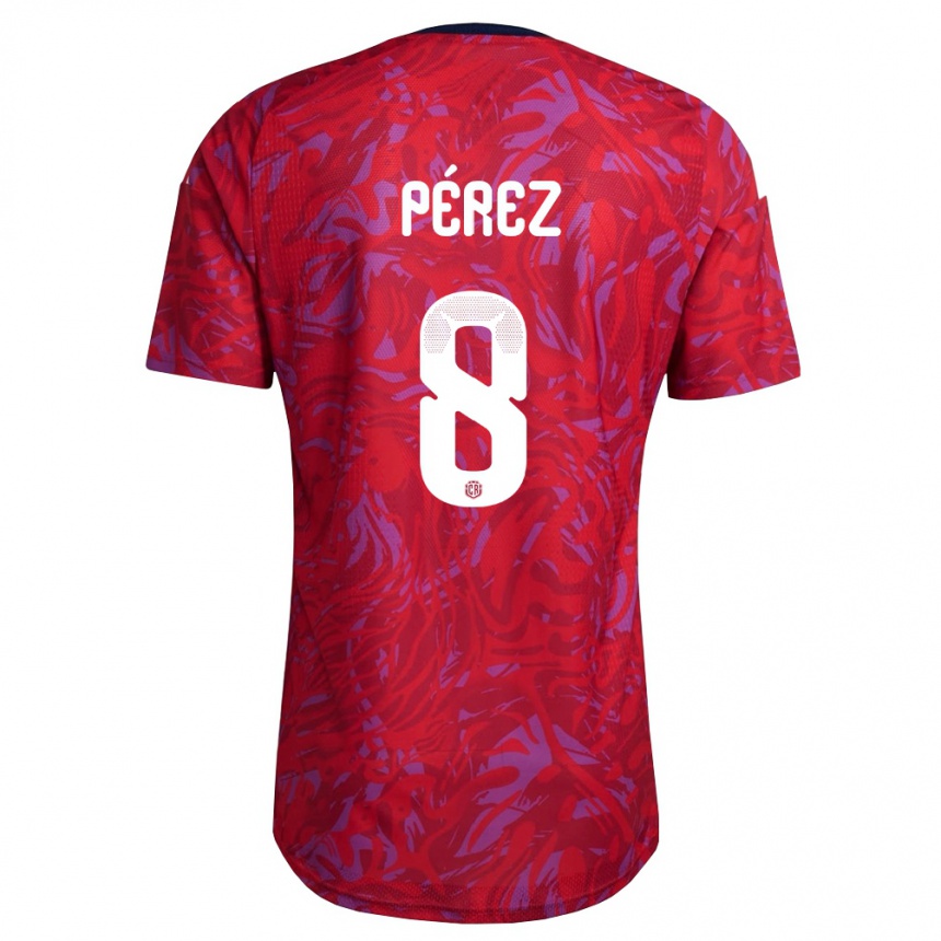 ילדים כדורגל קוסטה ריקה Adriel Pérez #8 אדום סגול כהה ג'רזי ביתית 26-28