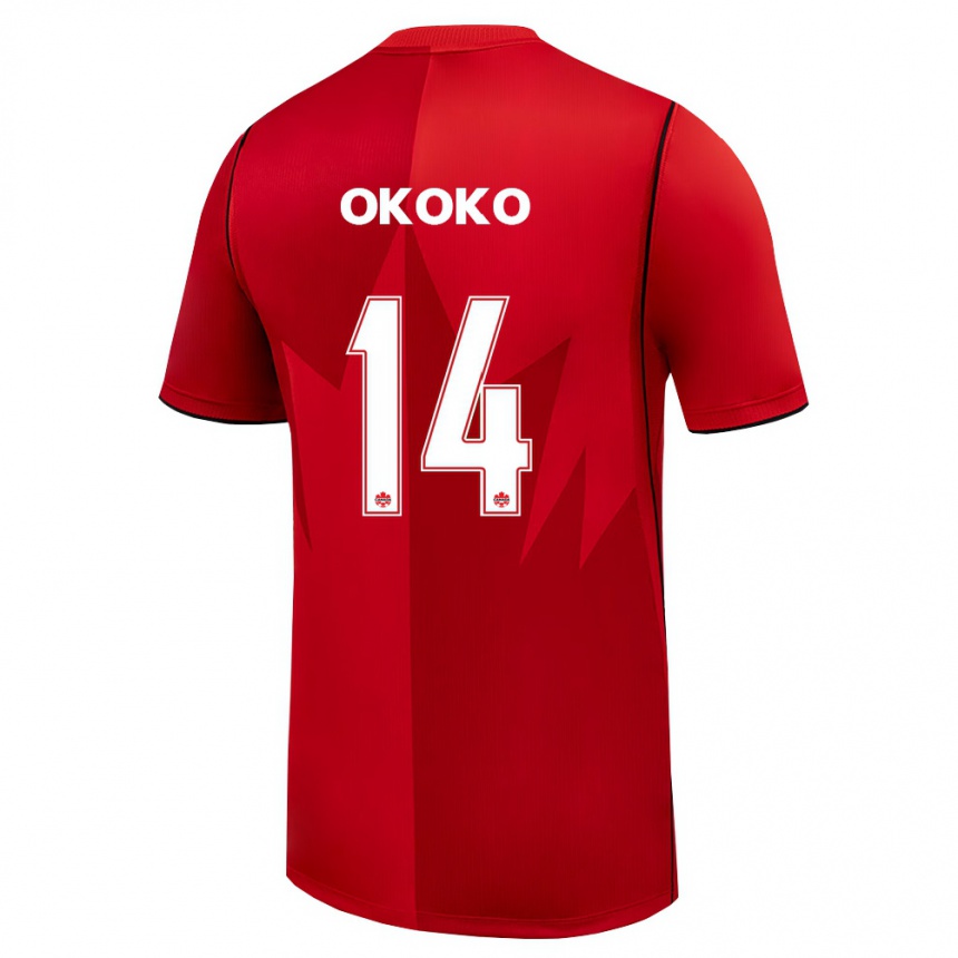 ילדים כדורגל קנדה Lohamba Okoko #14 אדום לבן ג'רזי ביתית 26-28