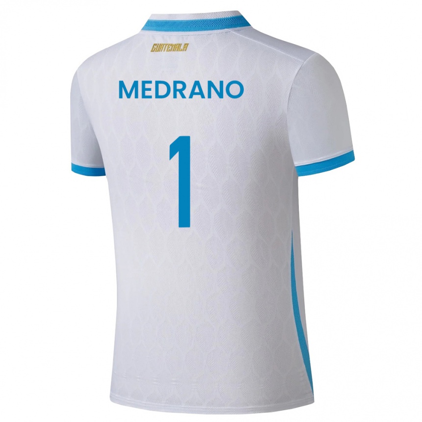 ילדים כדורגל גואטמלה Alvaro Medrano #1 לבן כחול שמיים זהב ג'רזי ביתית 26-28