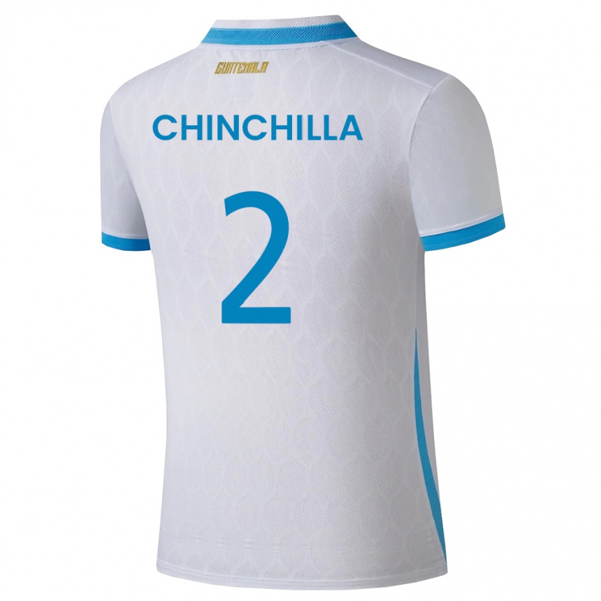 ילדים כדורגל גואטמלה ניקולס צ'ינצ'ילה #2 לבן כחול שמיים זהב ג'רזי ביתית 26-28
