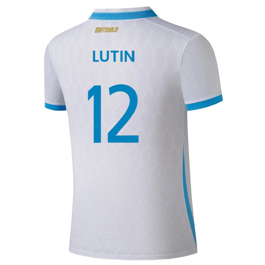 ילדים כדורגל גואטמלה John L Ut ב #12 לבן כחול שמיים זהב ג'רזי ביתית 26-28