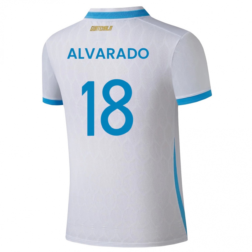 ילדים כדורגל גואטמלה Dereck Alvarado #18 לבן כחול שמיים זהב ג'רזי ביתית 26-28