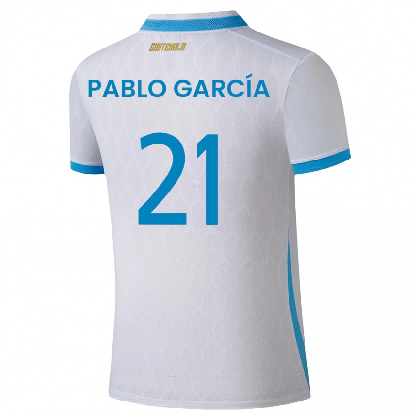 ילדים כדורגל גואטמלה José Pablo García #21 לבן כחול שמיים זהב ג'רזי ביתית 26-28