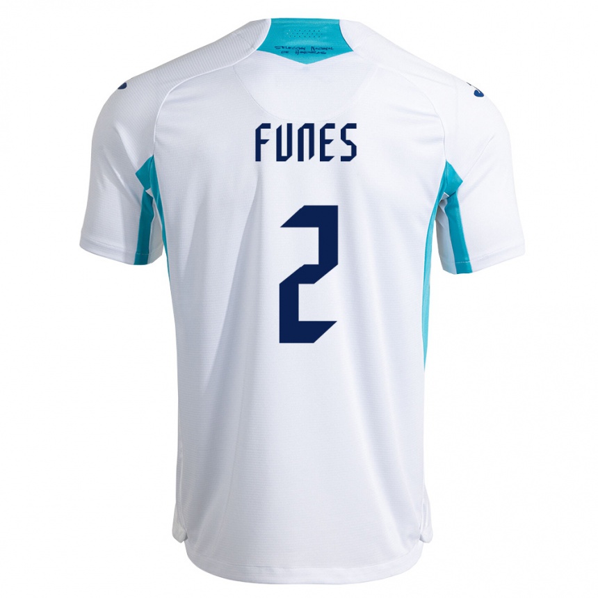 ילדים כדורגל הונדורס Kevin Funes #2 לבן כחול כחול שמיים ג'רזי ביתית 26-28