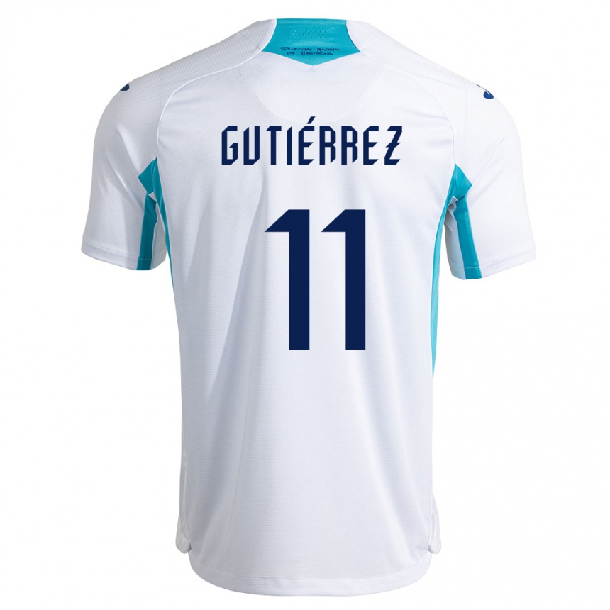 ילדים כדורגל הונדורס José Gutiérrez #11 לבן כחול כחול שמיים ג'רזי ביתית 26-28