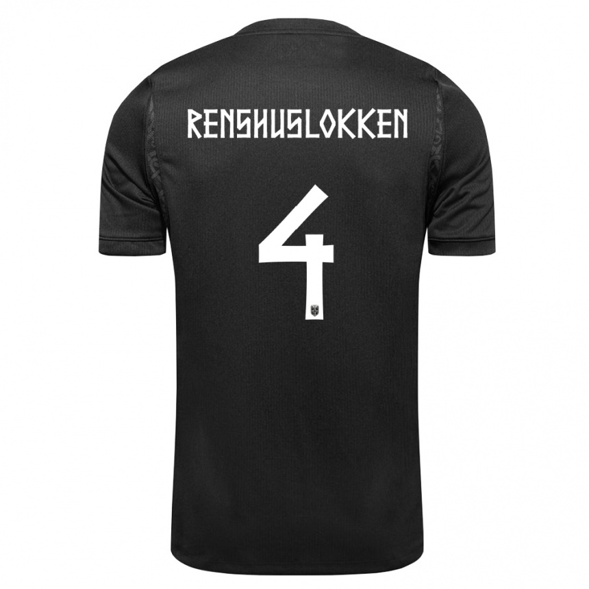 ילדים כדורגל נורבגיה Jesper Renshusløkken #4 שחור הרחק ג'רזי 26-28