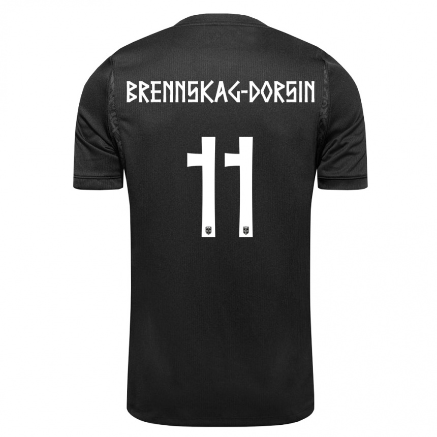 ילדים כדורגל נורבגיה Leo Brennskag-Dorsin #11 שחור הרחק ג'רזי 26-28