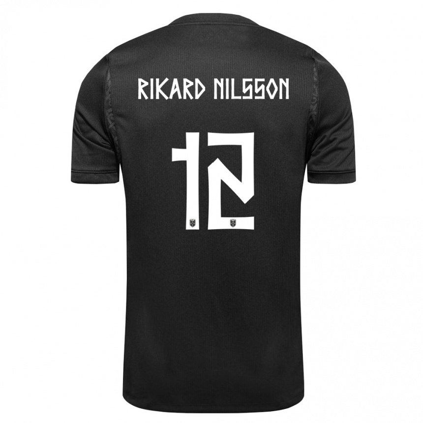 ילדים כדורגל נורבגיה Oskar Rikard Nilsson #12 שחור הרחק ג'רזי 26-28