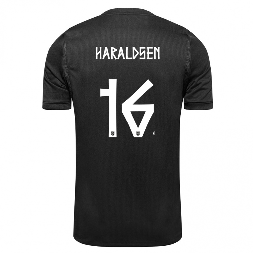 ילדים כדורגל נורבגיה Henrik Haraldsen #16 שחור הרחק ג'רזי 26-28