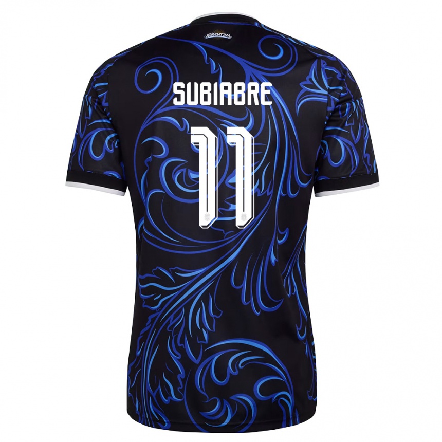 ילדים כדורגל ארגנטינה Ian Subiabre #11 שחור לבן כחול שמיים הרחק ג'רזי 26-28
