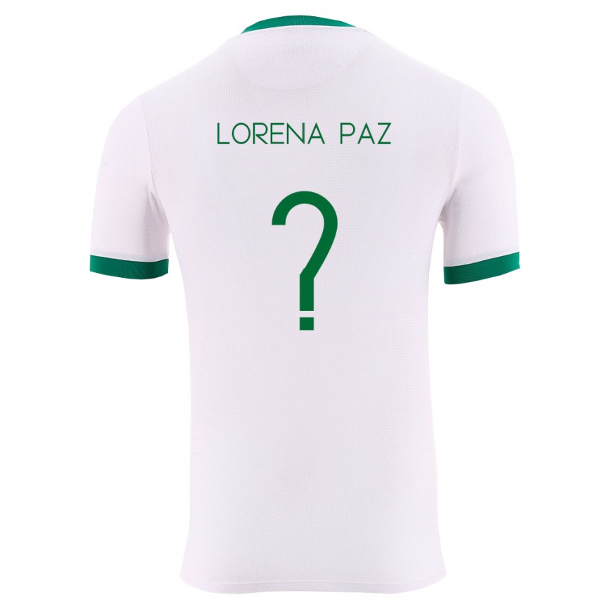 ילדים כדורגל בוליביה Karla Lorena Paz #0 לבן ירוק אדום הרחק ג'רזי 26-28