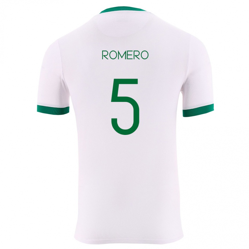 ילדים כדורגל בוליביה César Romero #5 לבן ירוק אדום הרחק ג'רזי 26-28