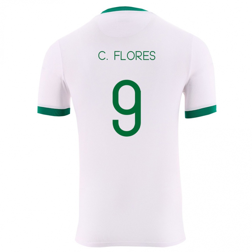 ילדים כדורגל בוליביה Cesar Flores #9 לבן ירוק אדום הרחק ג'רזי 26-28