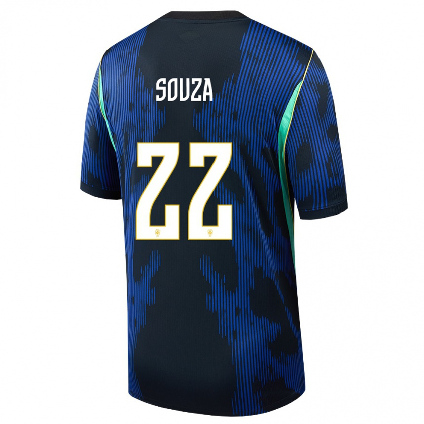 ילדים כדורגל ברזיל Luiz Souza #22 כחול כהה צהוב הרחק ג'רזי 26-28