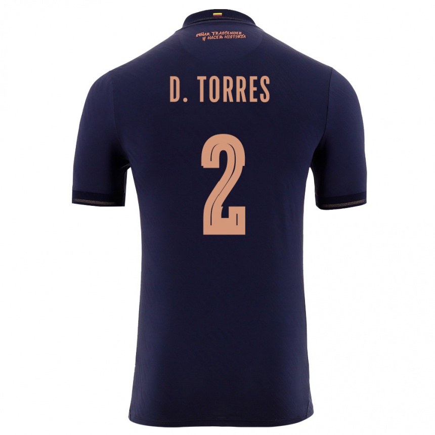 ילדים כדורגל אקוודור Darío Torres #2 כהה זהב הרחק ג'רזי 26-28