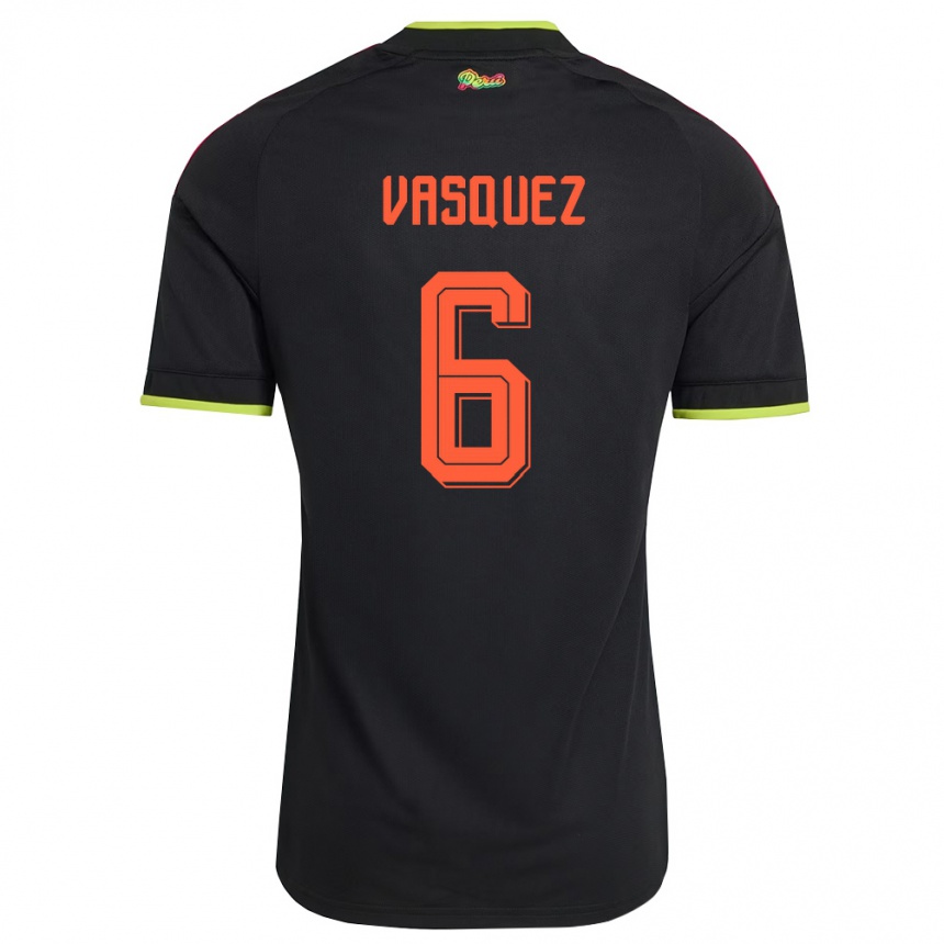 ילדים כדורגל פרו Fabio Vasquez #6 שחור צהוב ורוד הרחק ג'רזי 26-28