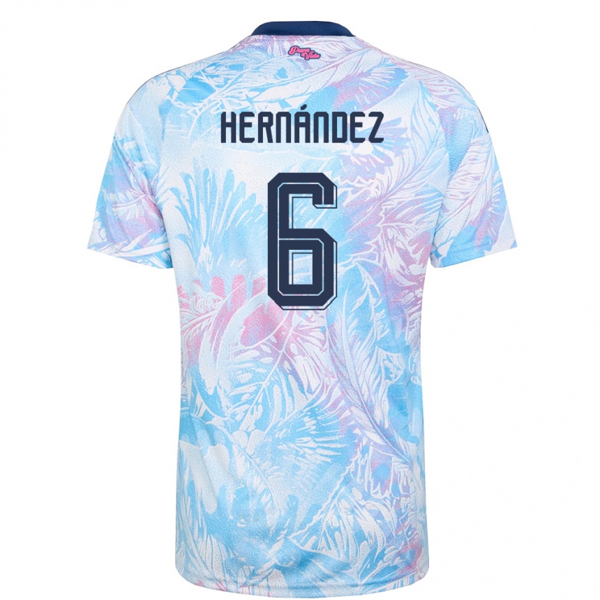 ילדים כדורגל קוסטה ריקה Jeremi Hernández #6 כחול שמיים כהה ורוד הרחק ג'רזי 26-28