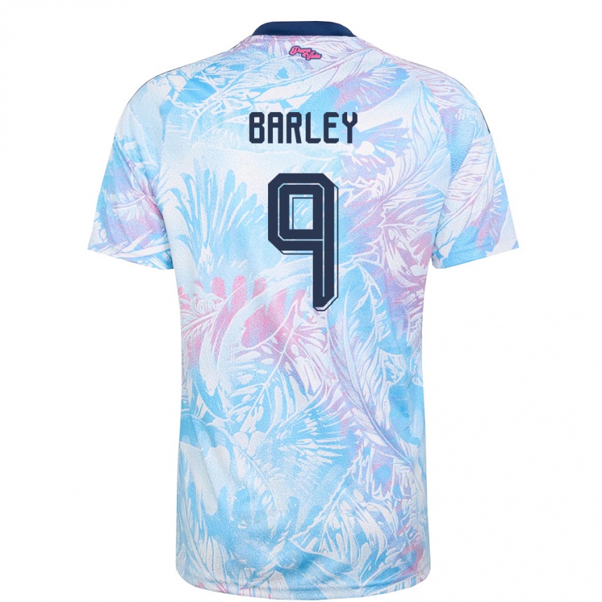 ילדים כדורגל קוסטה ריקה Ethan Barley #9 כחול שמיים כהה ורוד הרחק ג'רזי 26-28