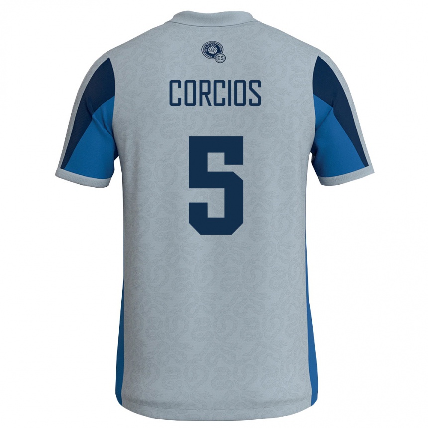 ילדים כדורגל אל סלוודור Allan Corcios #5 לבן כחול שמיים הרחק ג'רזי 26-28