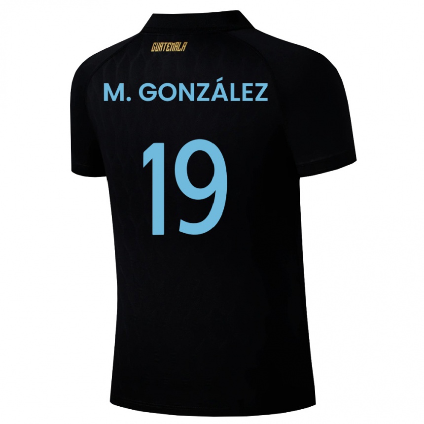 ילדים כדורגל גואטמלה Mayron González #19 שחור כחול שמיים לבן הרחק ג'רזי 26-28