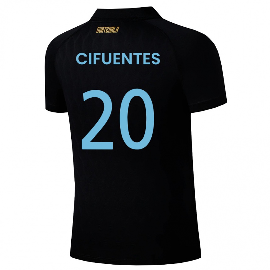 ילדים כדורגל גואטמלה Elvis Cifuentes #20 שחור כחול שמיים לבן הרחק ג'רזי 26-28