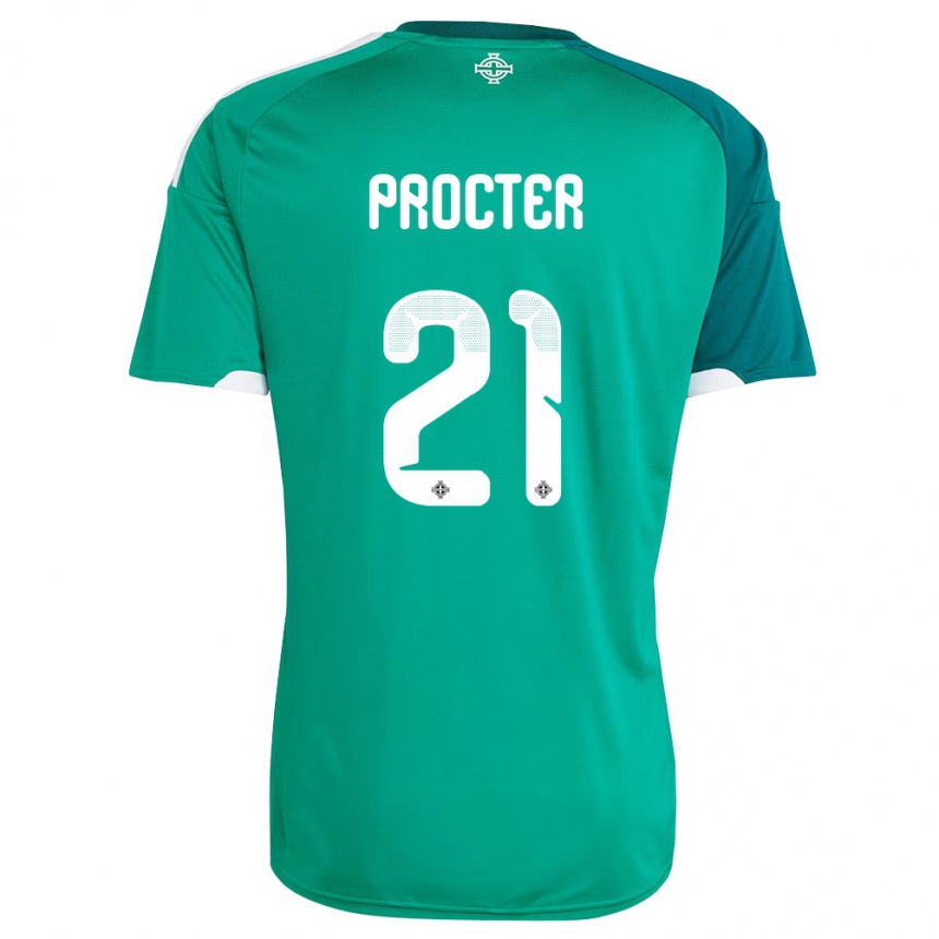 גברים כדורגל צפון אירלנד Will Procter #21 ירוק לבן ג'רזי ביתית 26-28