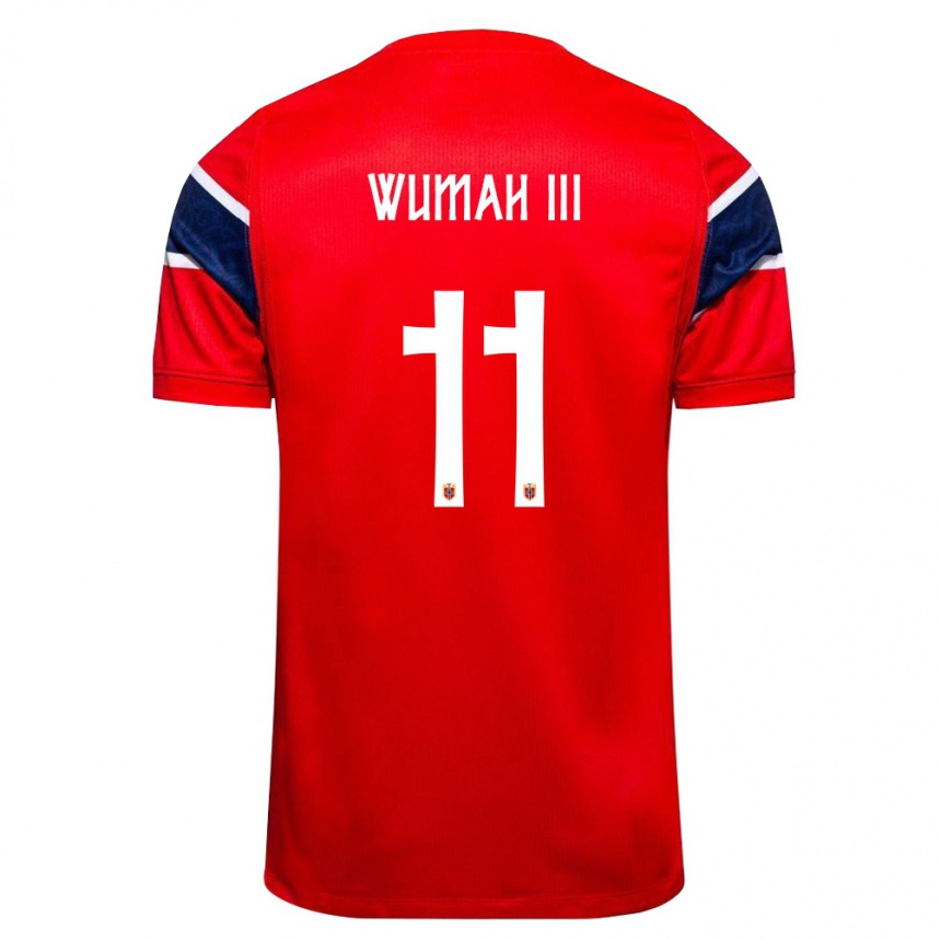 גברים כדורגל נורבגיה Edward Wumah Iii #11 אדום כהה לבן ג'רזי ביתית 26-28