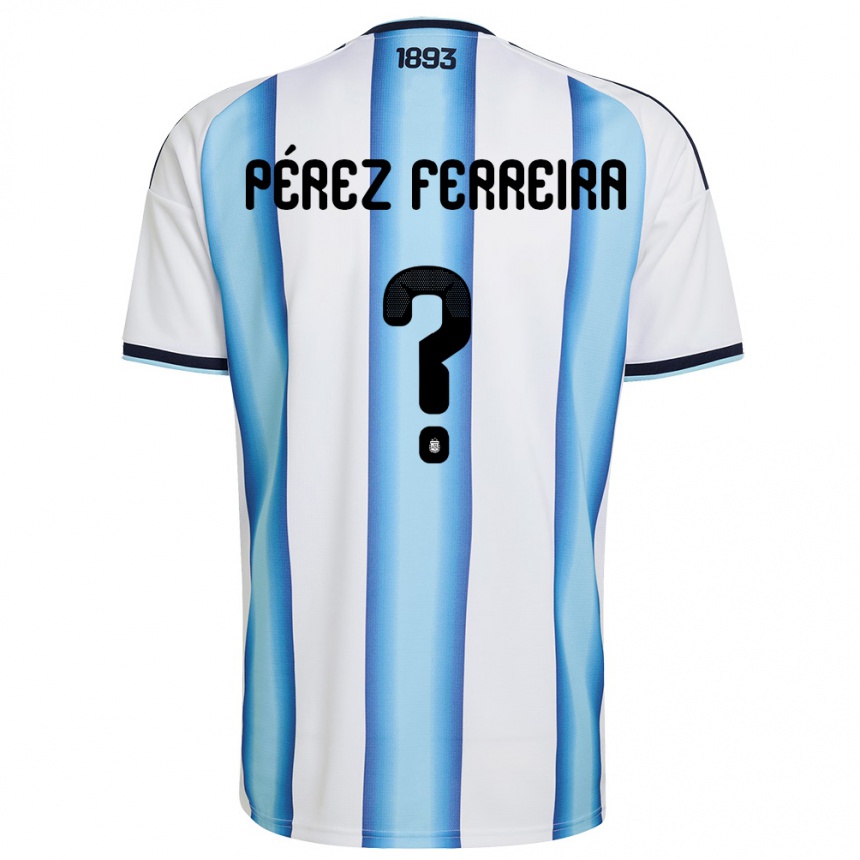 גברים כדורגל ארגנטינה Thiago Pérez Ferreira #0 לבן כחול שמיים כהה ג'רזי ביתית 26-28