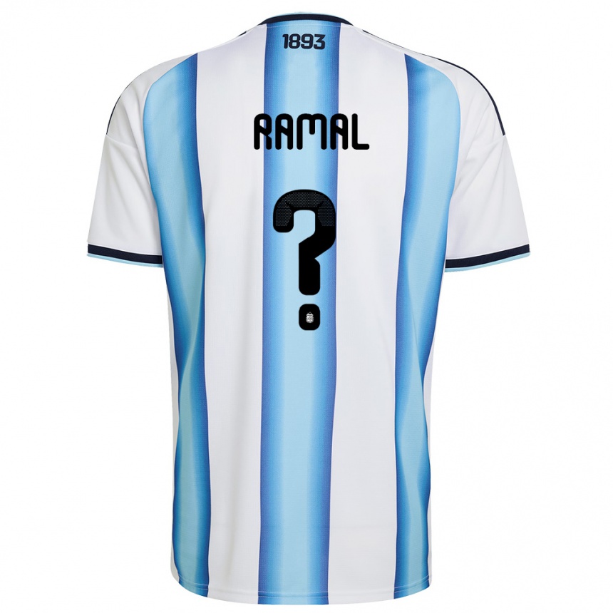 גברים כדורגל ארגנטינה Valentino Ramal #0 לבן כחול שמיים כהה ג'רזי ביתית 26-28