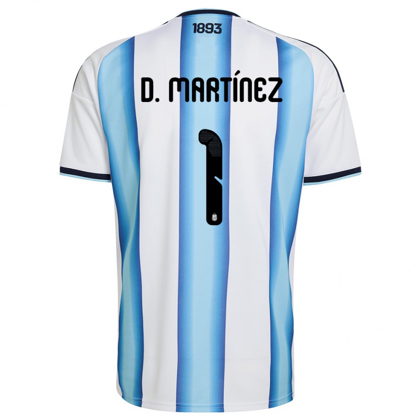 גברים כדורגל ארגנטינה Dylan Martínez #1 לבן כחול שמיים כהה ג'רזי ביתית 26-28