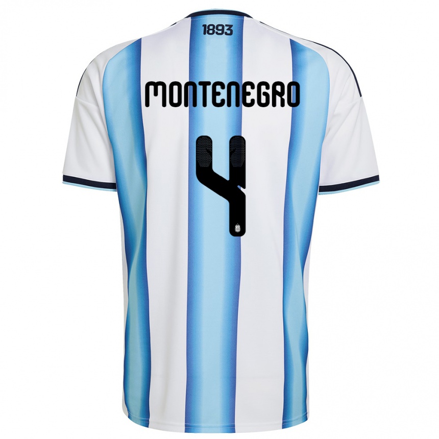 גברים כדורגל ארגנטינה Ramiro Montenegro #4 לבן כחול שמיים כהה ג'רזי ביתית 26-28