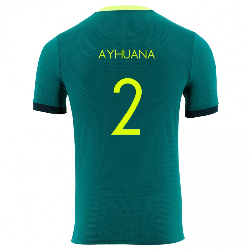 גברים כדורגל בוליביה Anderson Ayhuana #2 ירוק צהוב שחור ג'רזי ביתית 26-28