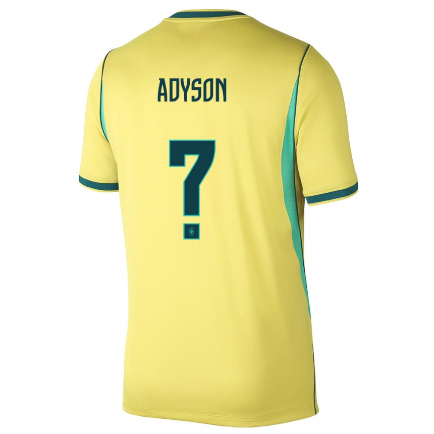 גברים כדורגל ברזיל Adyson #0 צהוב ירוק ג'רזי ביתית 26-28